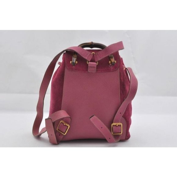 Gucci Suedeleather With Bamboo Top Handle Pink Suede Backpack - Picture 3 of 12